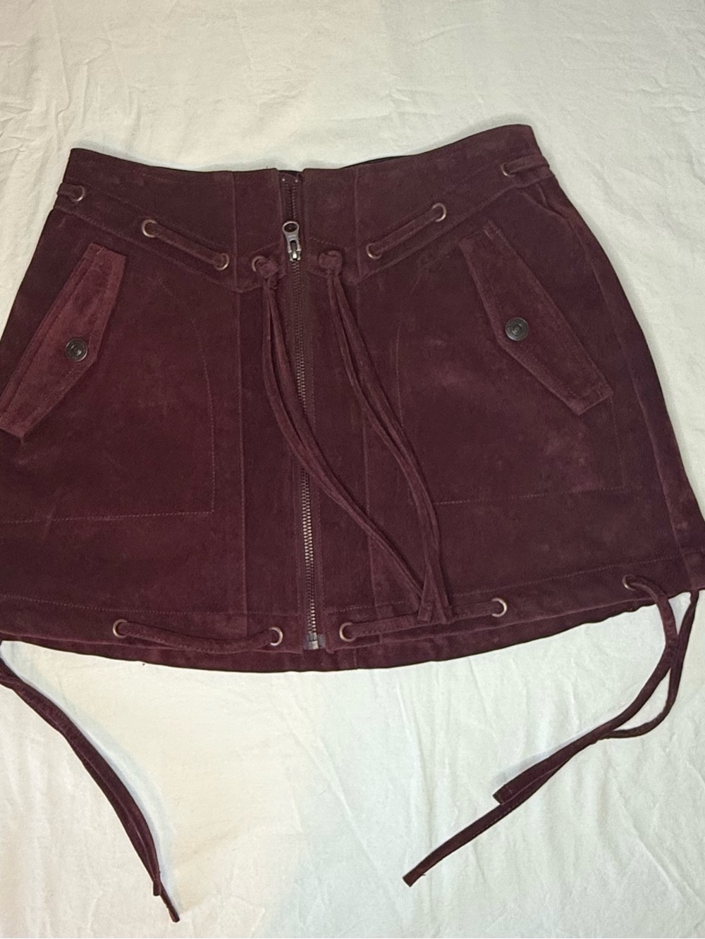 We The Free Burgundy Sierra Mini Skirt Size 2 - Picture 7 of 8